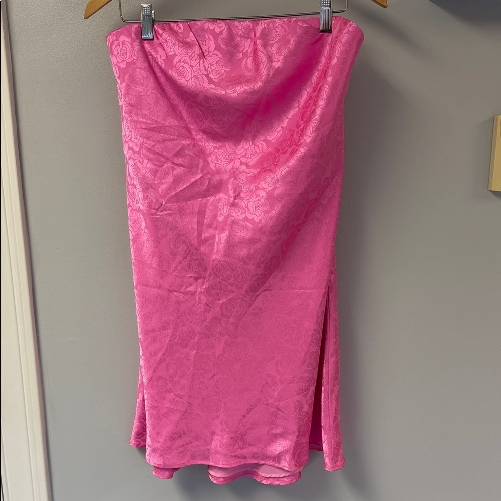 Show Me Your MuMu Strapless Pink Jacquard Slip Dress